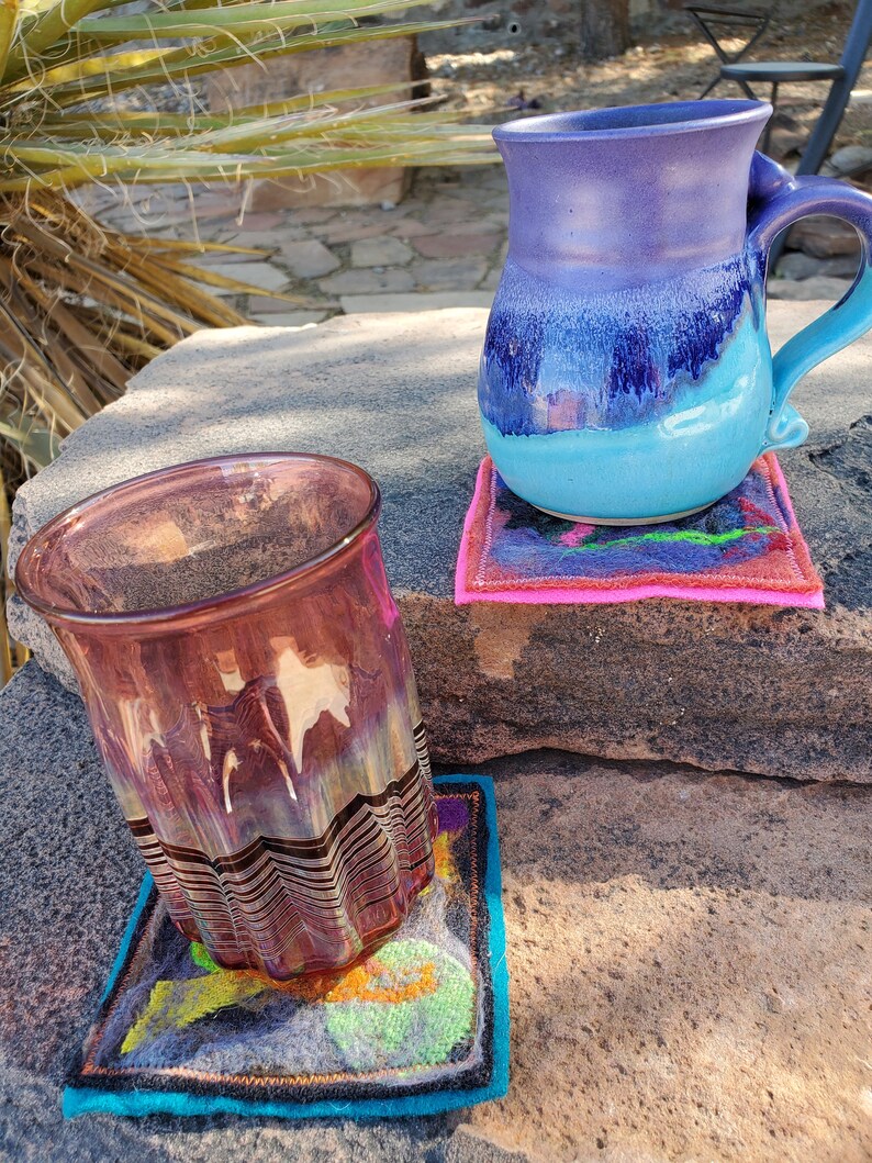 Set of 4 Recycled Felted Wool Coasters BF