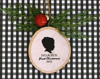 Silhouette Custom Christmas Ornament of Wood -  made with YOUR OWN Silhouettes -