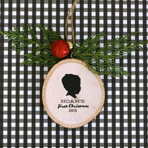 Silhouette Custom Christmas Ornament of Wood made with YOUR OWN Silhouettes image 1