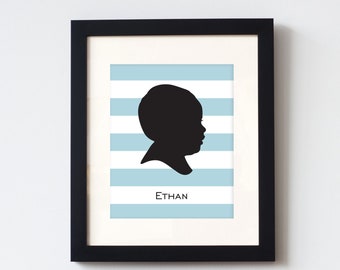 Silhouette Custom Print  made from your photo - by Simply Silhouettes Personalized Silhouette Print Silhouette Portrait