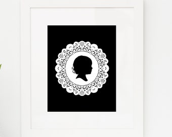 Custom Silhouette Print - Doily Design