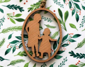 Custom Family or Sibling Silhouette Wood Christmas Ornament made from your photo by Simply Silhouettes, Personalized Ornament