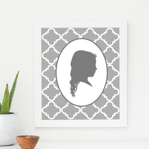 Custom Personalized Silhouette Print made from your photo - Quatrefoil - Silhouette Portrait by Simply Silhouettes