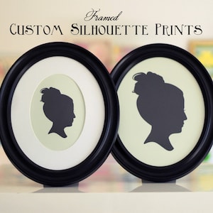 Custom FRAMED Silhouette Print - 5" x 7" or 8" x 10" Oval Frame - Custom Silhouette Portrait - Style Framed Silhouette / Christmas Gift Idea