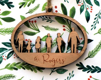 Custom Family or Sibling Silhouette Wood Christmas Ornament made from your photo by Simply Silhouettes, Personalized Ornament