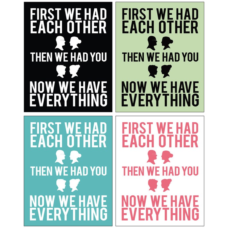 First We Had Each Other Quote Custom Silhouette Family Print 8x10, Personalized image 4