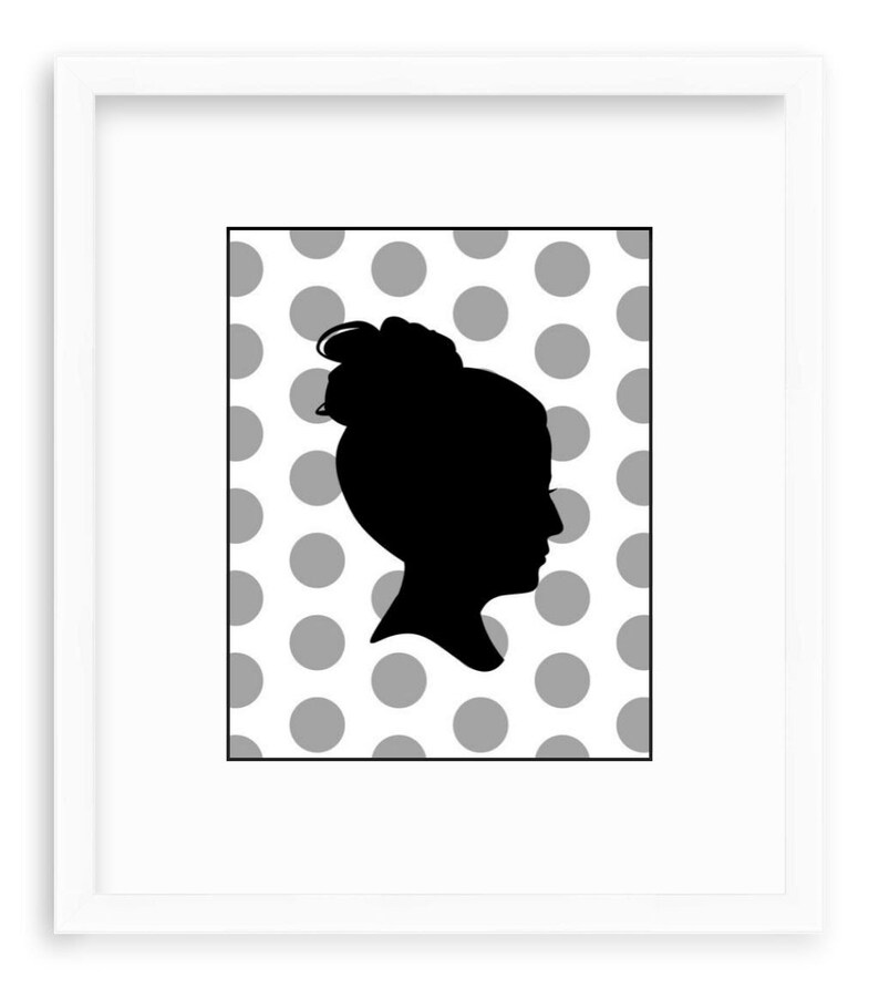 Custom Personalized Silhouette Print made from your photo Polkadot Background Silhouette Portrait Simply Silhouettes image 7