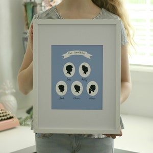 Custom Family Portrait Silhouette Print // portrait with children or grandchildren // family tree / Mother&#39;s Day Gift