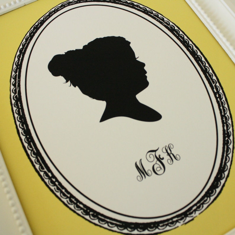Personalized Custom Silhouette Print made from your photo Vintage Frame Design Silhouette Portrait by Simply Silhouettes image 8