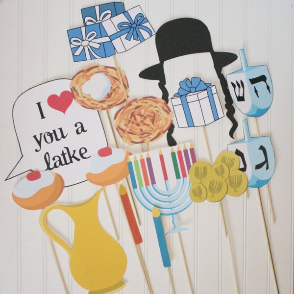 Hanukkah / Chanukah PHOTO BOOTH PROPS Printable (17 pcs.) -  diy printable / downloadable pdf