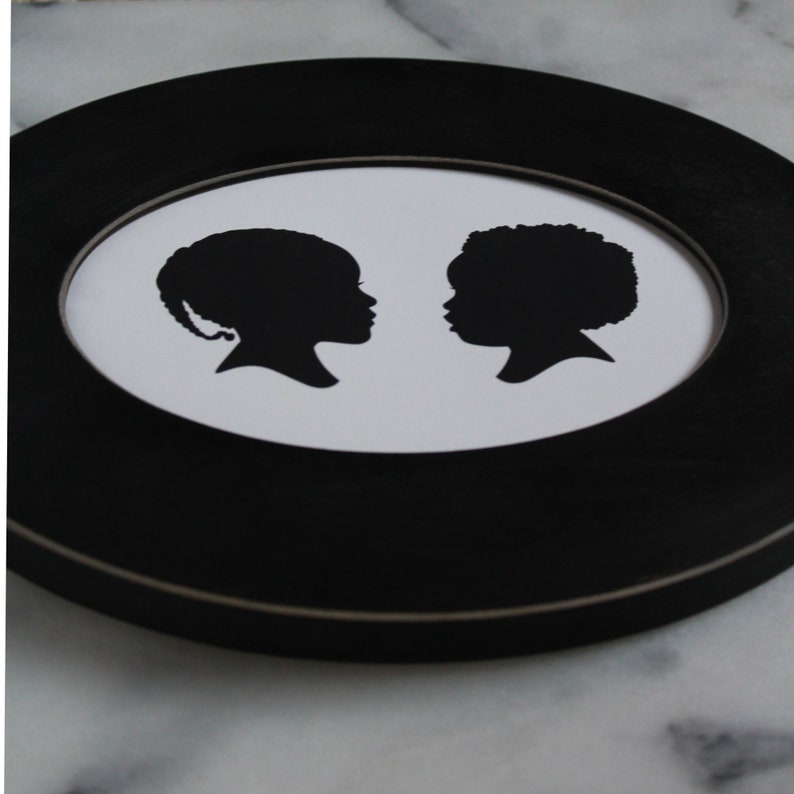 Custom Silhouette Double Print with 2 silhouettes // Sibling Silhouette // made from your photo // Family Portrait image 2