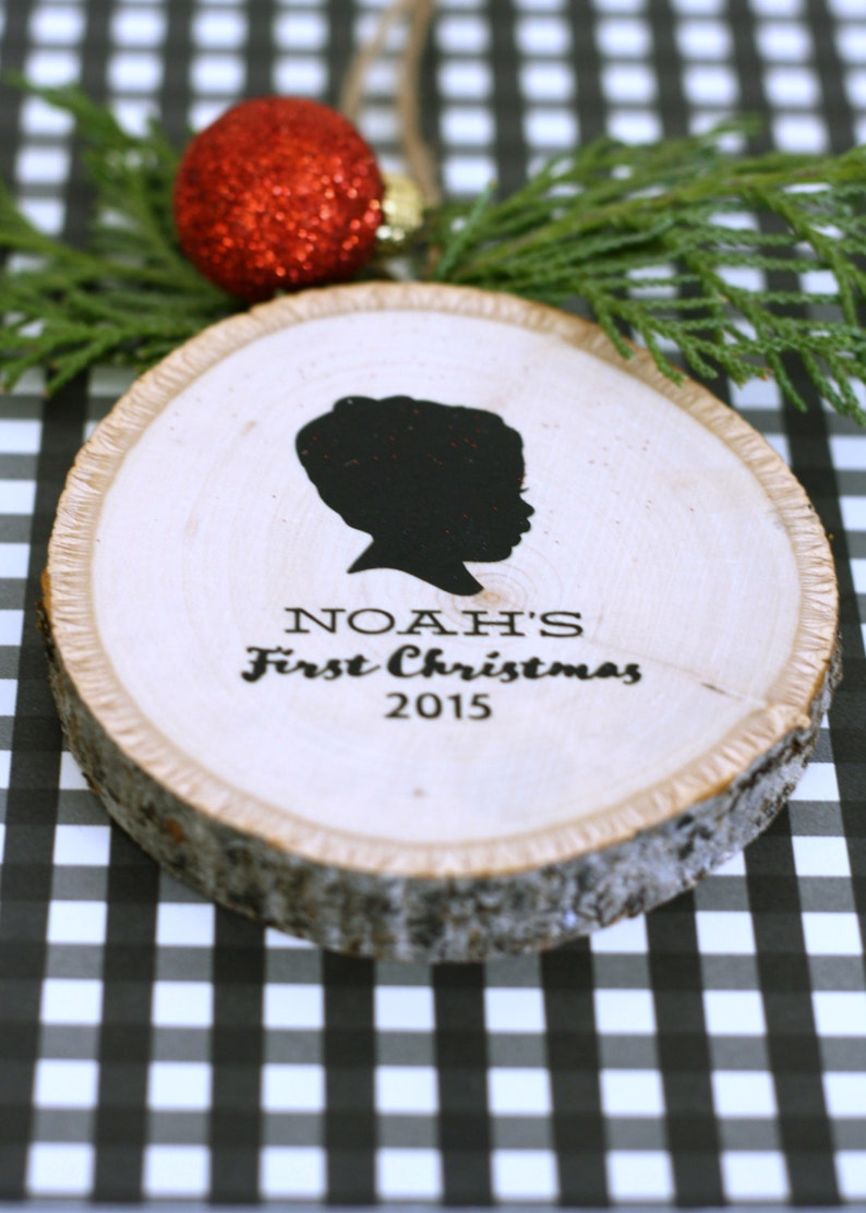 Silhouette Custom Christmas Ornament of Wood made with YOUR OWN Silhouettes image 2