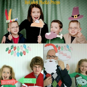 Thanksgiving & Christmas PHOTO BOOTH PROPS Printables -  diy printable / downloadable pdf