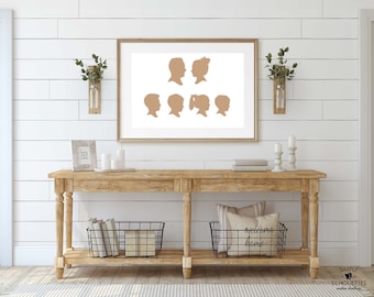 Custom Family Portrait Silhouette Print // Family Name //  Personalized Family Portrait //  Family Silhouette // Custom Silhouette