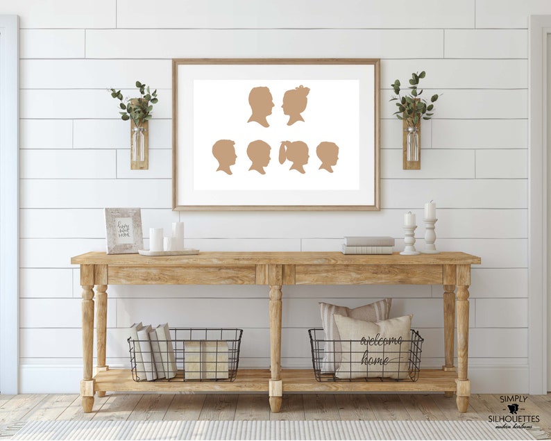 Custom Family Portrait Silhouette Print // Family Name // Personalized Family Portrait // Family Silhouette // Custom Silhouette image 1