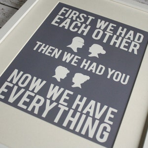 First We Had Each Other Quote Custom Silhouette Family Print 8x10, Personalized image 2