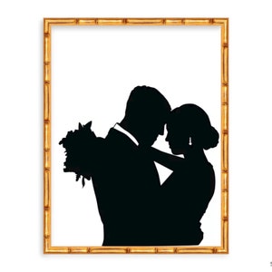 Custom Silhouette Couple Print / Anniversary Gift / Wedding Silhouette Portrait / First Anniversary Gift