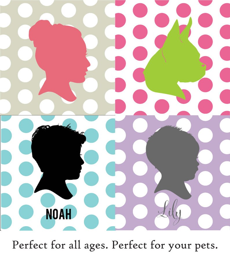 Custom Personalized Silhouette Print made from your photo Polkadot Background Silhouette Portrait Simply Silhouettes image 2