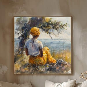 Gullah Geechee Art, Black Women Under Tree, Lowcountry Art Water Color Print, South Carolina, African American Canvas, Black History Art