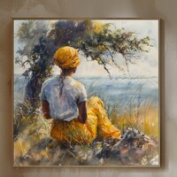 Gullah Geechee Art, Black Women Under Tree, Lowcountry Art Water Color ...