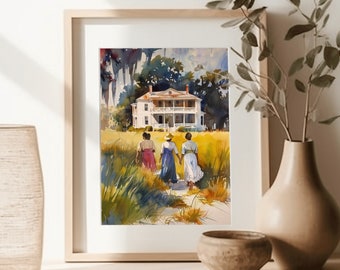 Gullah Geechee Watercolor Print, Lowcountry Art, South Carolina Canvas