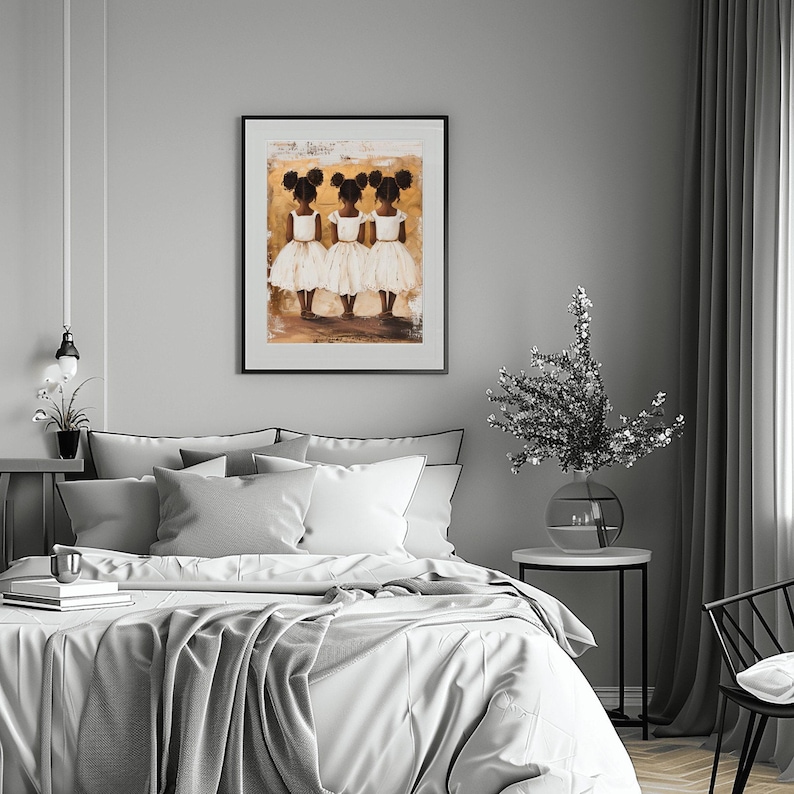 Sisters Black Girl Wall Art | African American Melanin Children Canvas Print Bild 3