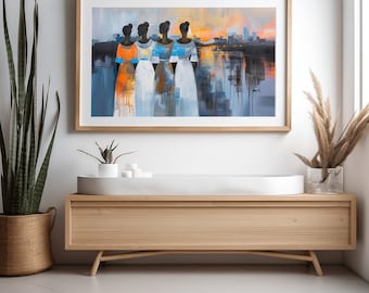 African Women Canvas Art, Tribal Home Decor