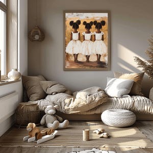 Sisters Black Girl Wall Art | African American Melanin Children Canvas Print Bild 5