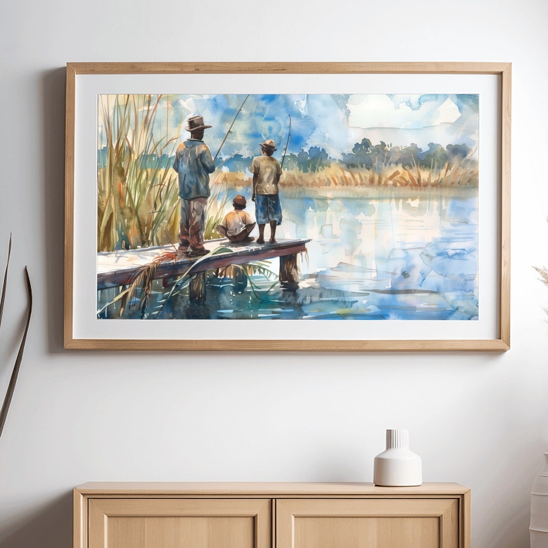 Gullah Geechee Art, Black Boys Fishing, Lowcountry Art Water Color ...