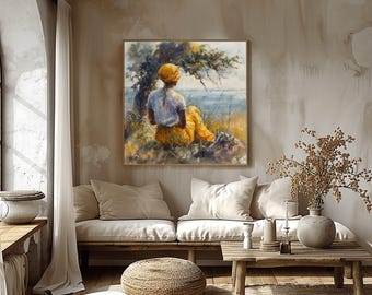 Gullah Geechee Art Print, Black Women Under Tree, Lowcountry Watercolor