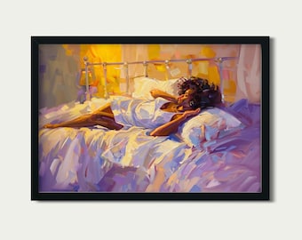 Black Woman Art Print, Afrocentric Wall Decor, Feminine Canvas