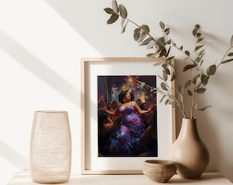 Dancing Black Woman Art, Afro Canvas Print