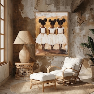Sisters Black Girl Wall Art | African American Melanin Children Canvas Print Bild 7