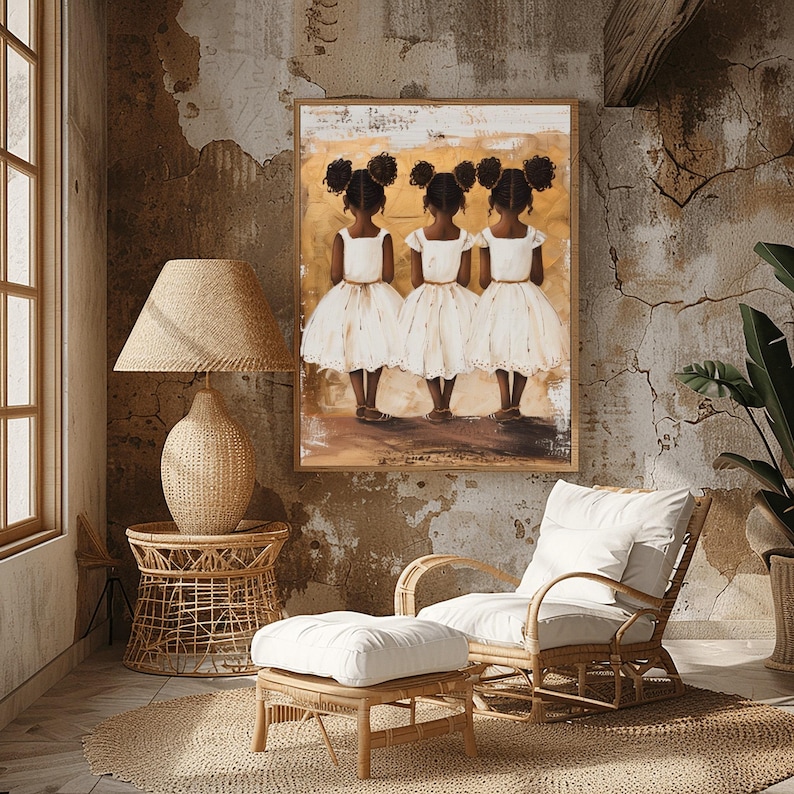 Sisters Black Girl Wall Art | African American Melanin Children Canvas Print Bild 7