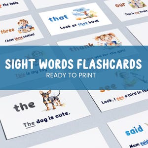 Tarjetas didácticas de palabras a la vista para imprimir Póster de aprendizaje de palabras a la vista / Impresiones para el aula de educación en el hogar / Decoración educativa para guarderías / Producto digital