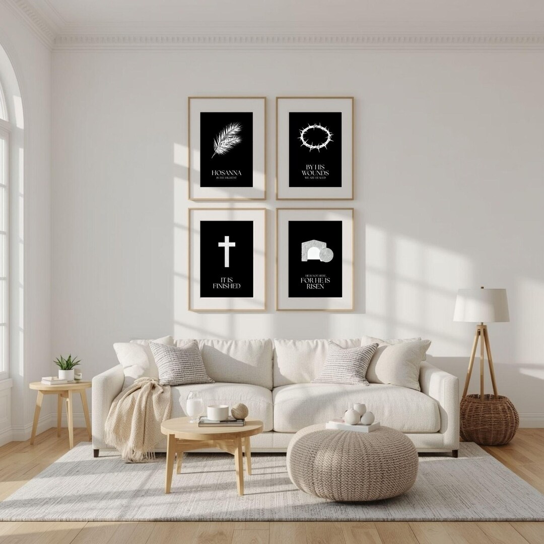 Christian Wall Art Printable Set of 4, Black White Bible Verse Print ...