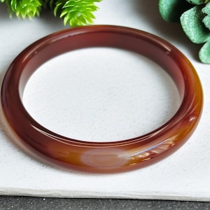 Stunning Natural Red Banded Agate Bangle | Handcrafted Agate Bracelet | Red Agate Crystal Bangle | Gemstone Jewelry | Red Bangle