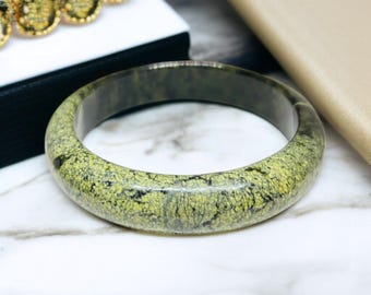 飘黄翡翡翠バングルセット 天然蛇紋翡翠バングル：本物グレードA、60.5mm - Etsy 日本