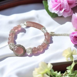 Rose Quartz Moonstone Bracelet: Love & Intuition Crystal Healing Jewelry