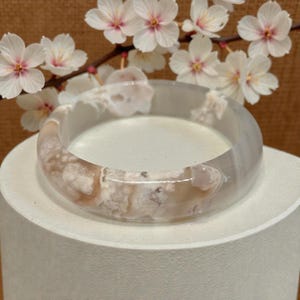 Sakura Agat Armband, Naturlig Blomma Agat Kalcedon