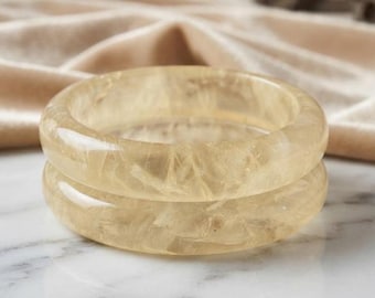 Natural Citrine Crystal Bangle Bracelet | Healing Stone Cuff | 65mm | Abundance & Manifestation Jewelry