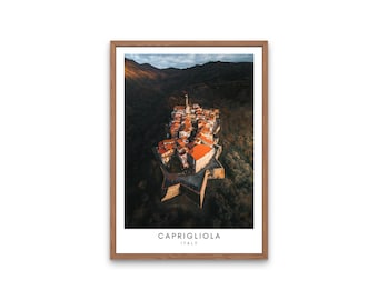 Caprigliola Digital Poster | Aerial View Tuscany Village Wall Art – Tuscan Village Digital Print with Star-Shaped Fortress