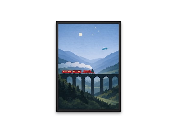 Hogwarts Express Art Print – Harry Potter Train Illustration, Magical Fantasy Travel Poster
