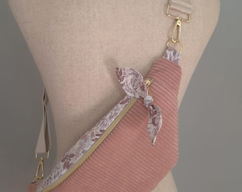 Light pink corduroy fanny pack for women or children