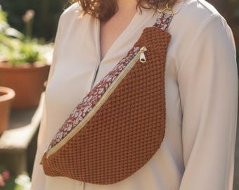 Terracotta velvet fabric women's fanny pack