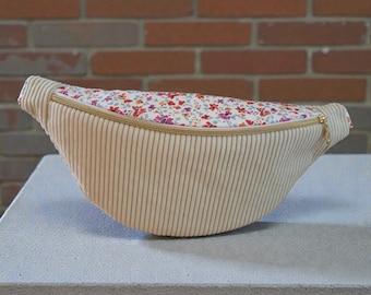 Fanny pack for women or children – Ecru corduroy & floral touch