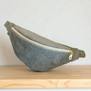 Women&#39;s khaki corduroy fanny pack - handmade in France, gift idea
