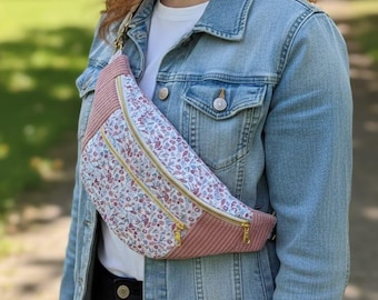 Women's light pink corduroy fanny pack