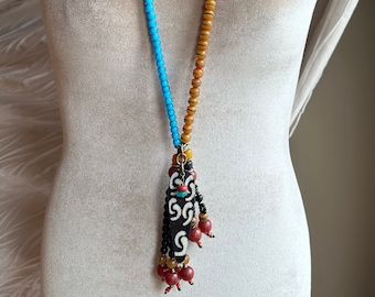 Bohemian tribal Long Way Around necklace global chic casual color and design