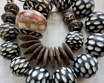 Elemental contemporary art to wear, earth and wood, big ol' beautiful beads